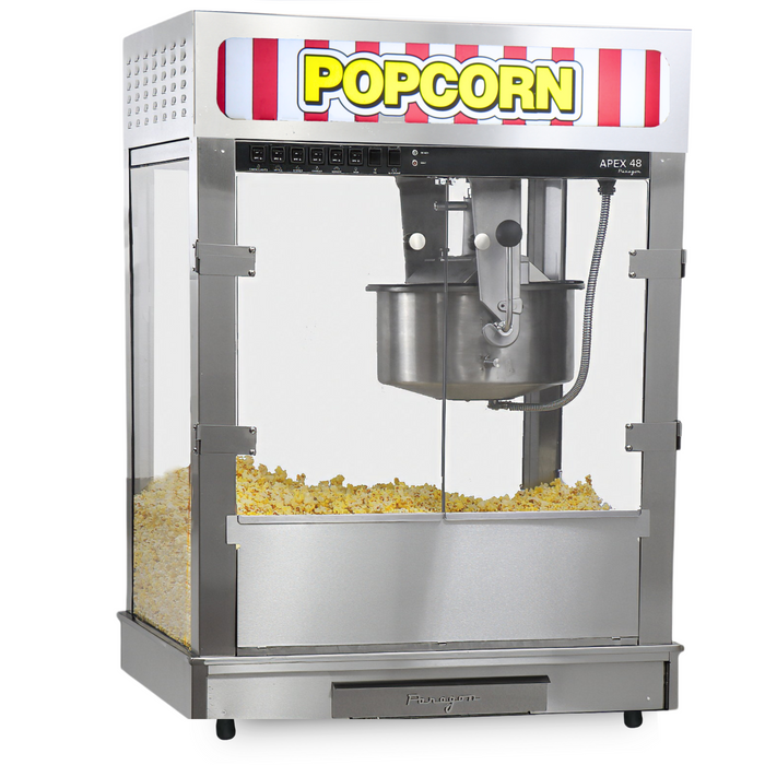 APEX 32 Oz Large Commercial Popcorn Machine - Steel - Backlit Sign