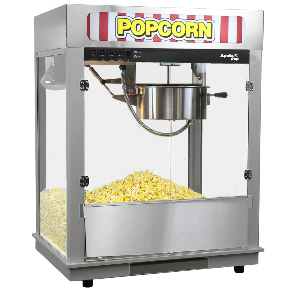 Apollo Pop 32 Ounce Popcorn Machine - Stainless Steel - Backlit