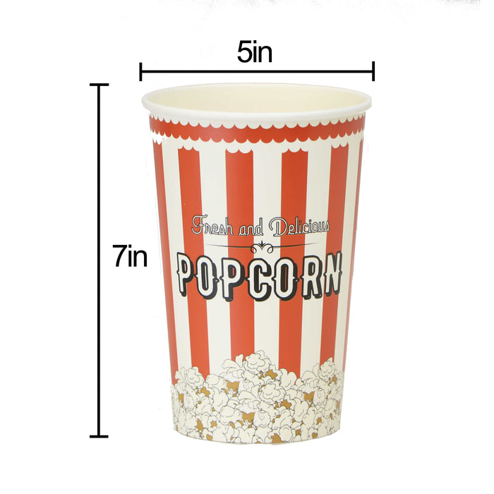 Small Disposable Popcorn Buckets - Red and White (46 Oz)