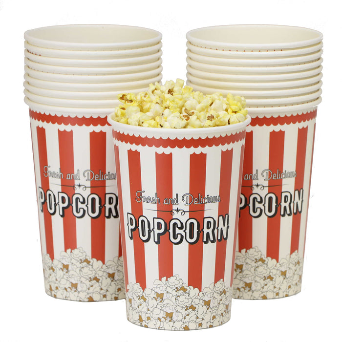 Small Disposable Popcorn Buckets - Red and White (46 Oz)