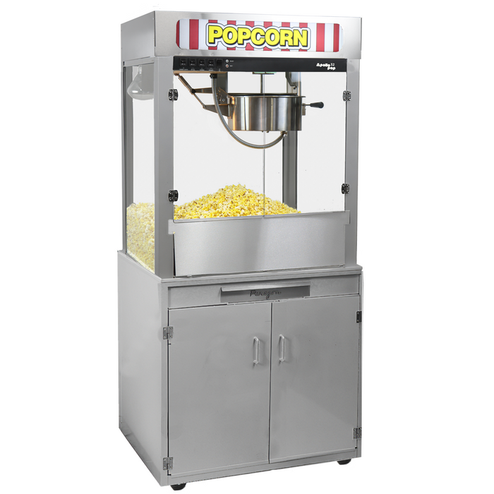 Apollo Pop 32 Ounce Popcorn Machine - Stainless Steel - Backlit Sign