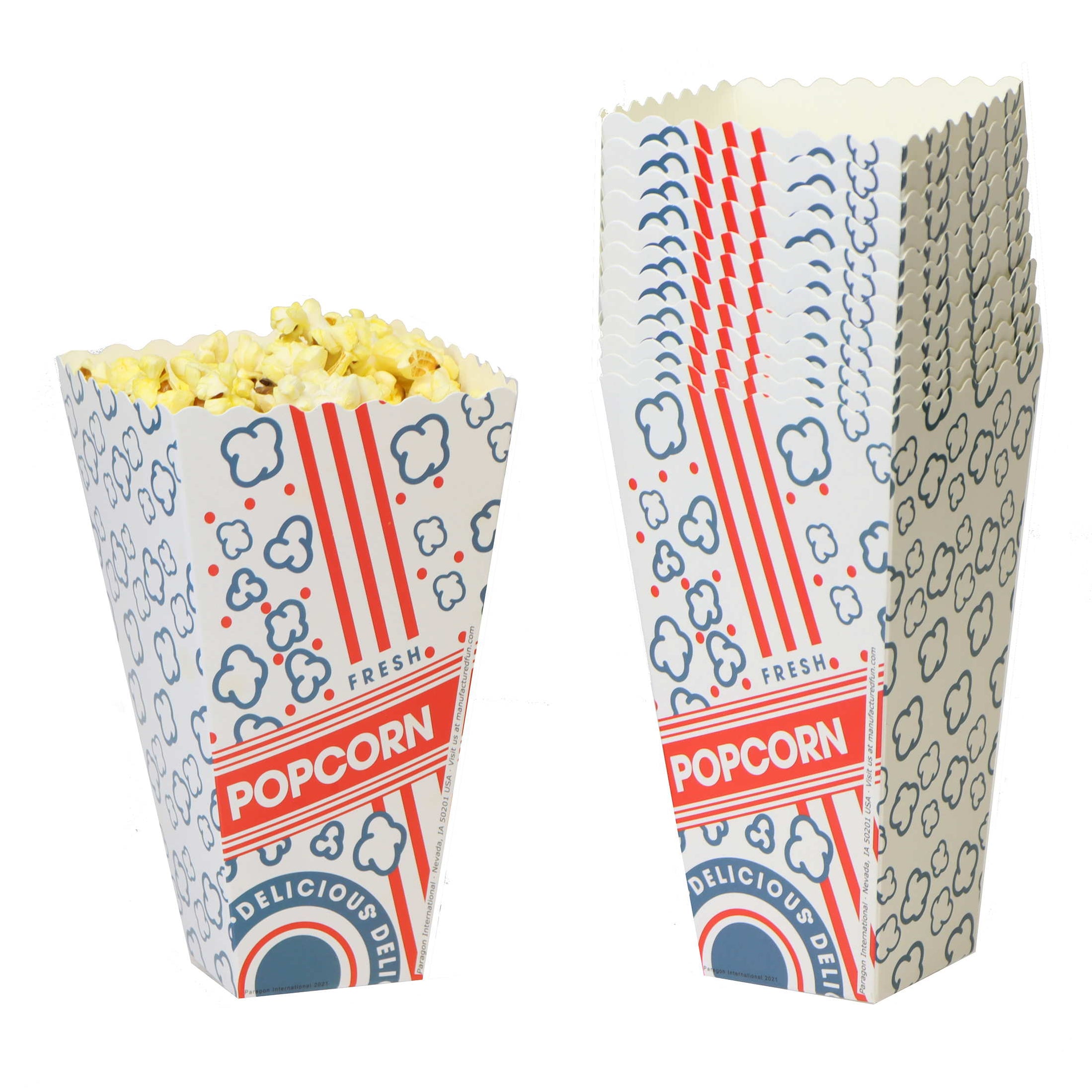 Popcorm Box Small Scoop Popcorn Boxes - Open Top Popcorn Boxes — Paragon Concessions