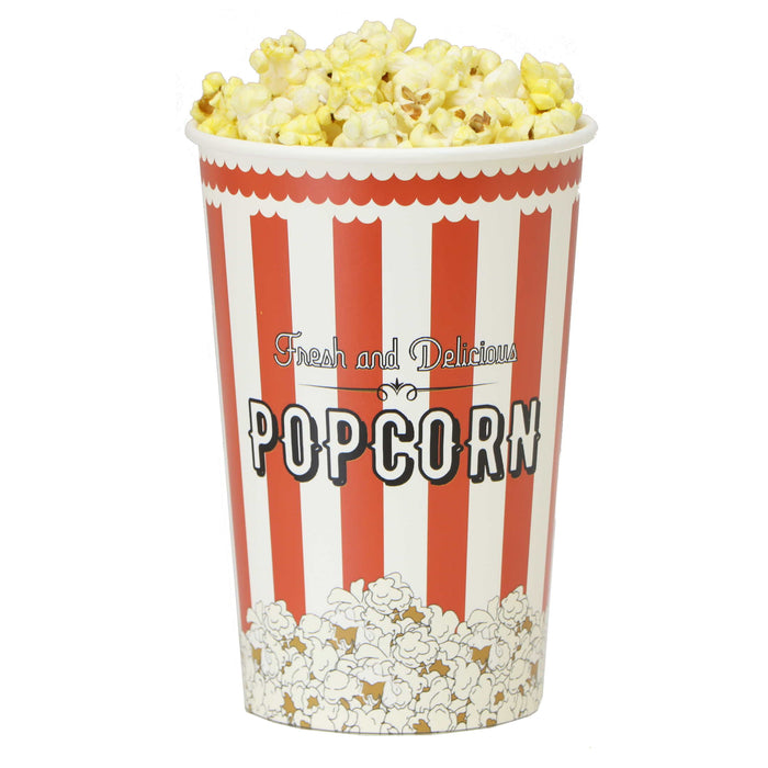 Small Disposable Popcorn Buckets - Red and White (46 Oz)